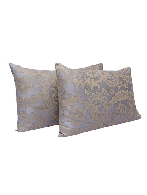 300 TC 100% Cotton Damask Uber Rare Abstract Design, Golden Grey Color, Pair Of Large Size Pillow Covers - 15170439 - Standard Image - 1