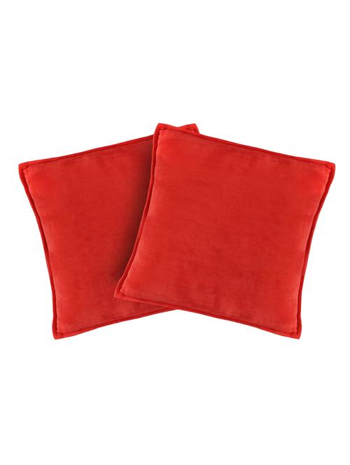 Set of 2 100% Cotton Velvet Red Regular Size Cushion Covers - 15170561 - Standard Image - 1