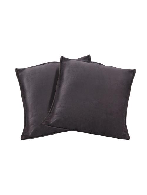 Set of 2 100% Cotton Velvet Dark Grey Regular Size Cushion Covers - 15170564 - Standard Image - 1