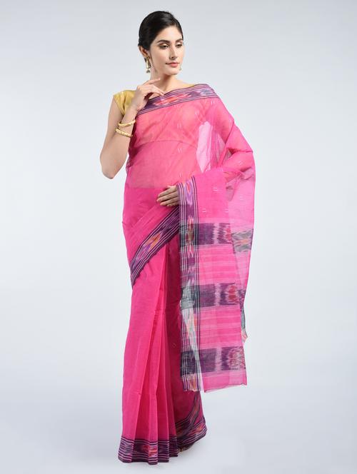 pink cotton tant saree with blouse - 15171472 - Very Small Image - 1