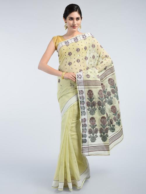 green cotton tant saree with blouse - 15171480 - Very Small Image - 1