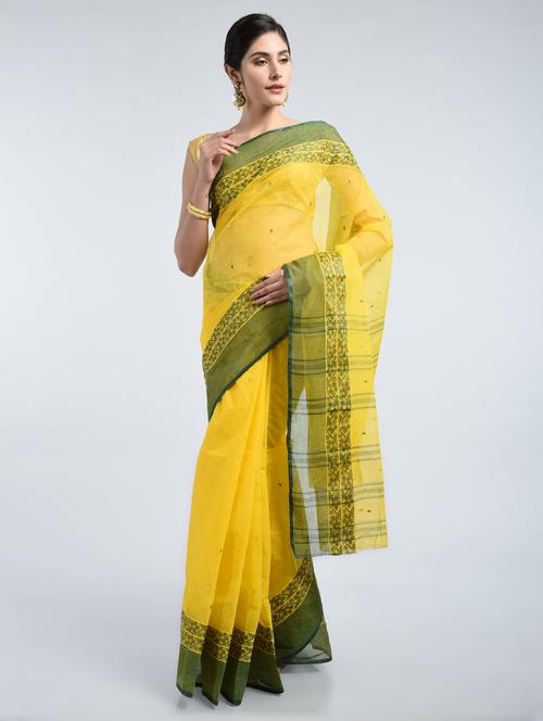 yellow cotton tant saree with blouse - 15171501 - Very Small Image - 1