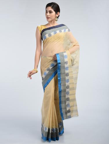 beige cotton tant saree with blouse - 15171506 - Very Small Image - 1