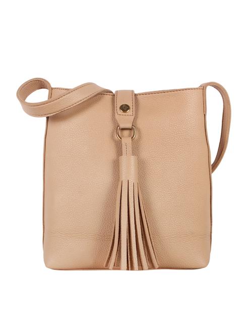 beige leatherette (pu) regular sling bag - 15172018 - Very Small Image - 1