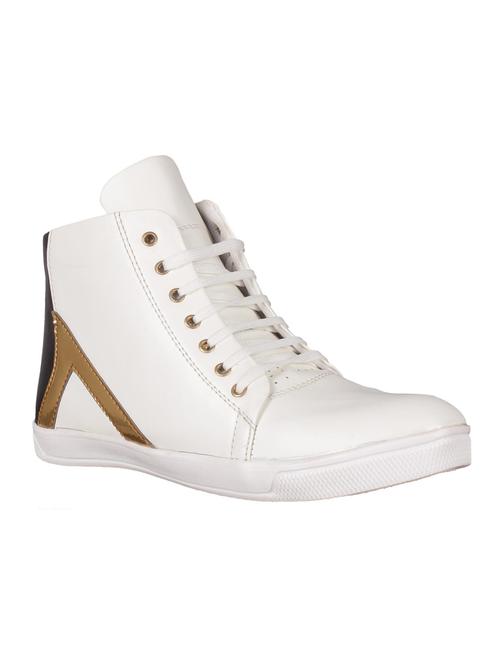 white leatherette lace up sneaker - 15173356 - Standard Image - 1
