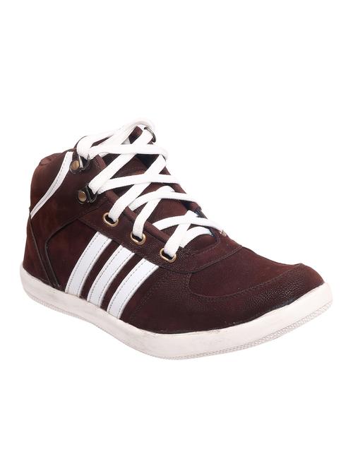 maroon leatherette lace up sneaker - 15173357 - Standard Image - 1