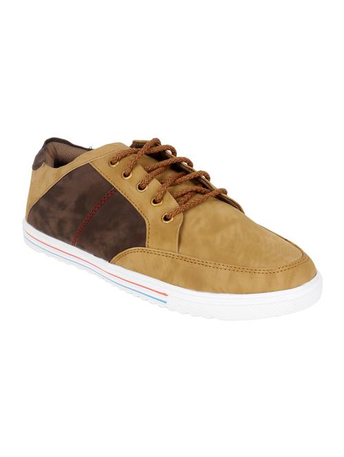 beige leatherette lace up sneaker - 15173369 - Standard Image - 1