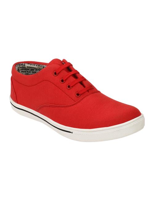 red Canvas lace up sneaker - 15173372 - Standard Image - 1