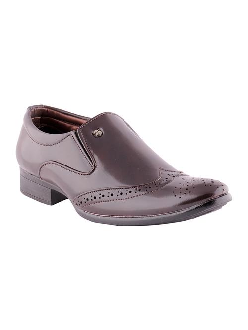 brown leatherette formal slip on - 15173373 - Standard Image - 1