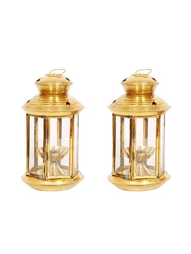 Pure Brass Hanging Lantern Akhand diya set - 15173798 - Very Small Image - 1
