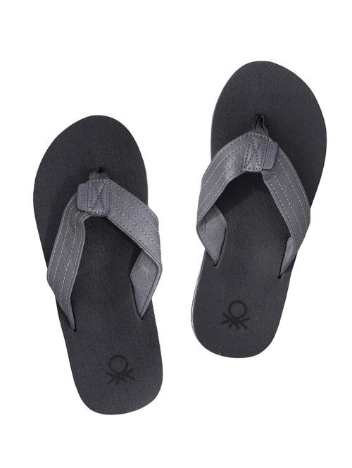 black leatherette toe separator flip flops - 15173822 - Standard Image - 1