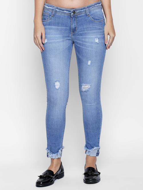 blue denim distressed jeans - 15175423 - Standard Image - 1