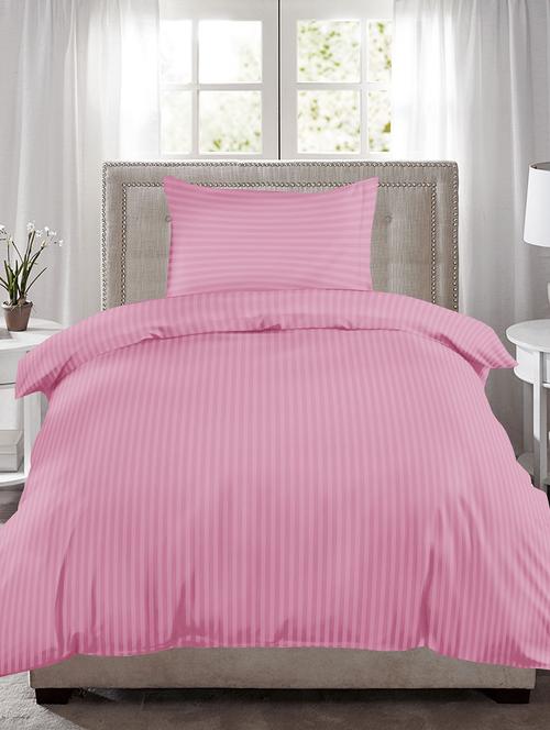 220 TC Striped Single Bedsheet with 1 Pillow Cover - 60 x 90 inches, Peach - 15175451 - Standard Image - 1