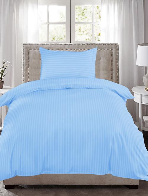 220 TC Striped Single Bedsheet with 1 Pillow Cover - 60 x 90 inches, Sky Blue - 15175456 - Standard Image - 1