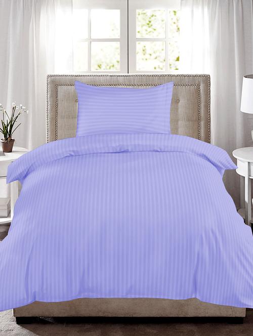 220 TC Striped Single Bedsheet with 1 Pillow Cover - 60 x 90 inches, Purple - 15175461 - Very Small Image - 1