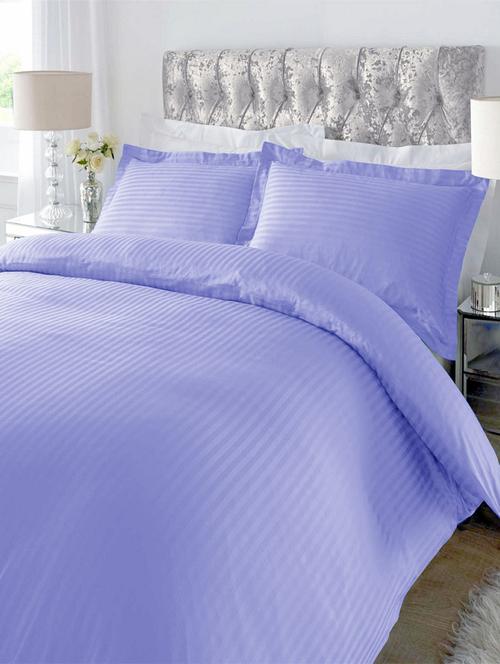 220 TC Striped Cotton King Size Bedsheet with 2 Pillow Covers - 108 x 108 inches, Purple - 15175462 - Very Small Image - 1