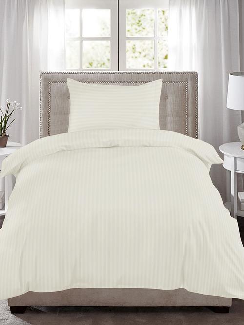 220 TC Striped Single Bedsheet with 1 Pillow Cover - 60 x 90 inches, Ivory - 15175466 - Standard Image - 1