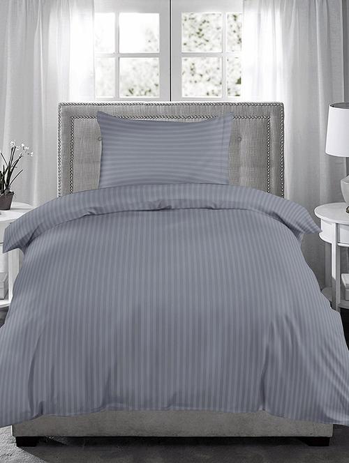 220 TC Striped Single Bedsheet with 1 Pillow Cover - 60 x 90 inches, Grey - 15175476 - Standard Image - 1