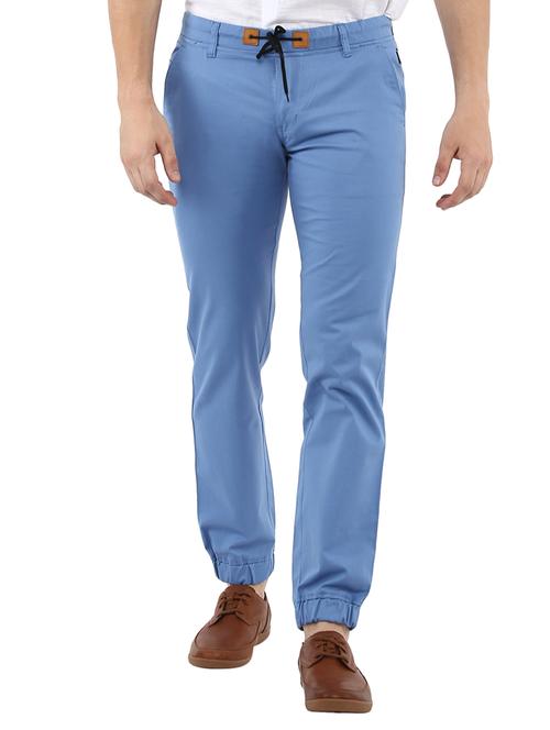 light blue cotton joggers - 15175553 - Standard Image - 1