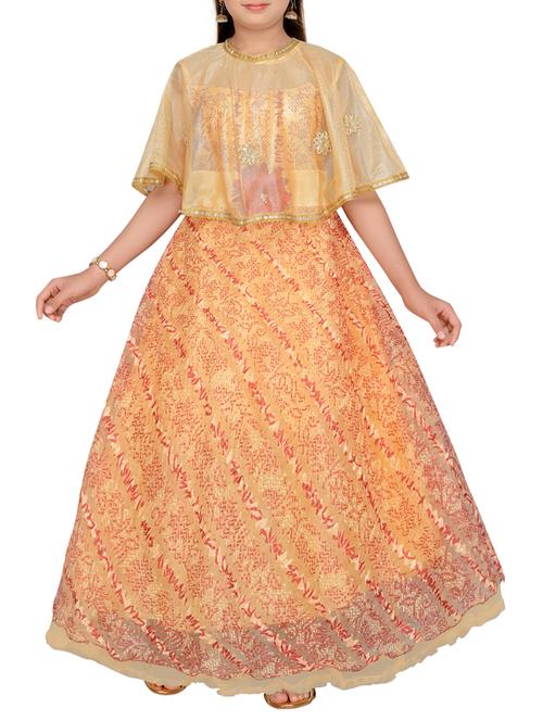 beige net gown - 15175596 - Standard Image - 1