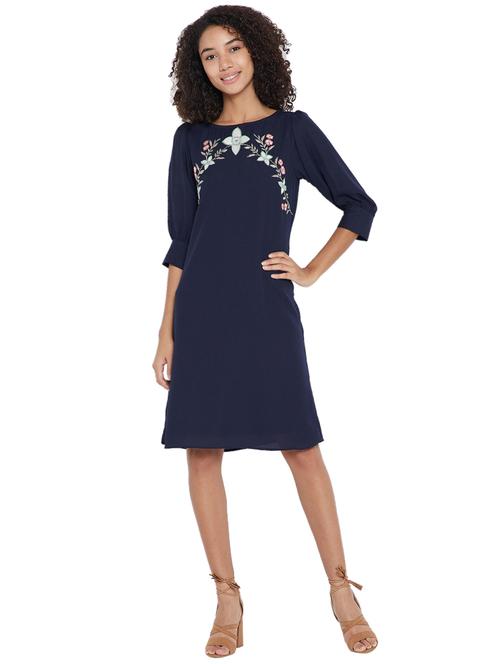 navy blue embroidered shift dress - 15175698 - Standard Image - 1