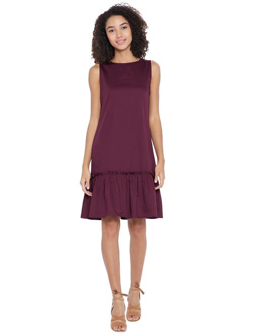 purple solid drop waist dress - 15175702 - Standard Image - 1