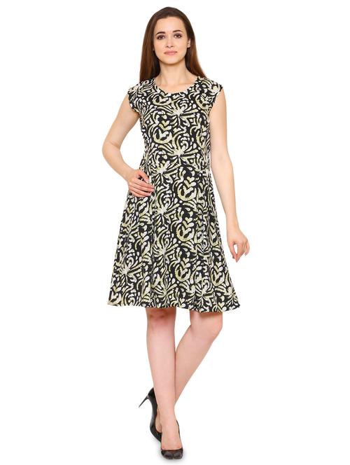 Black crepe batik a-line dress - 15175736 - Standard Image - 1