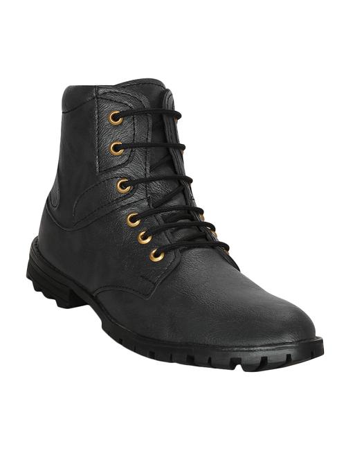 black leatherette high ankle boot - 15175854 - Standard Image - 1