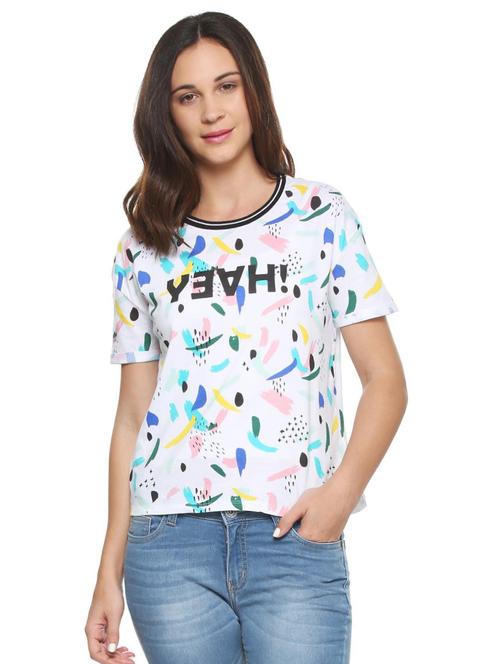 white printed cotton tee - 15175918 - Standard Image - 1