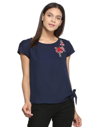 blue cotton embroidered top - 15175922 - Very Small Image - 1