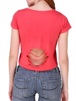 solid pink cotton crop top - 15175962 - Standard Image - 3
