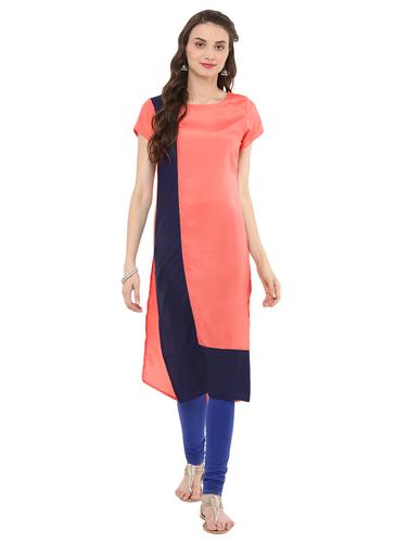 orange crepe straight kurta - 15176432 - Very Small Image - 1