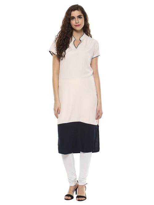 white crepe straight kurta - 15176502 - Standard Image - 1