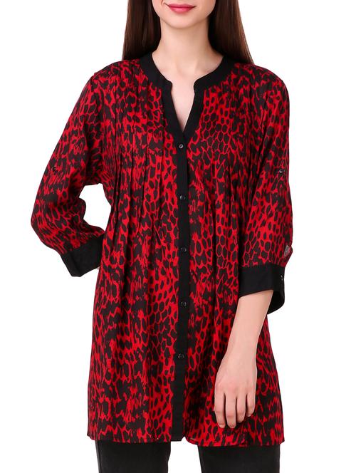 red printed rayon tunic - 15176706 - Very Small Image - 1