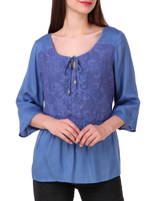 solid blue rayon top - 15176708 - Standard Image - 1
