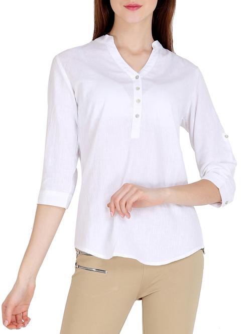 solid white cotton top - 15176720 - Standard Image - 1