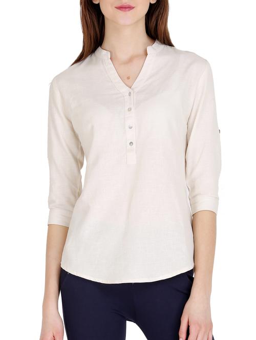 cream solid cotton top - 15176721 - Standard Image - 1