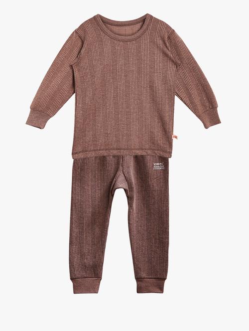 brown cotton blend thermal set - 15176741 - Standard Image - 1
