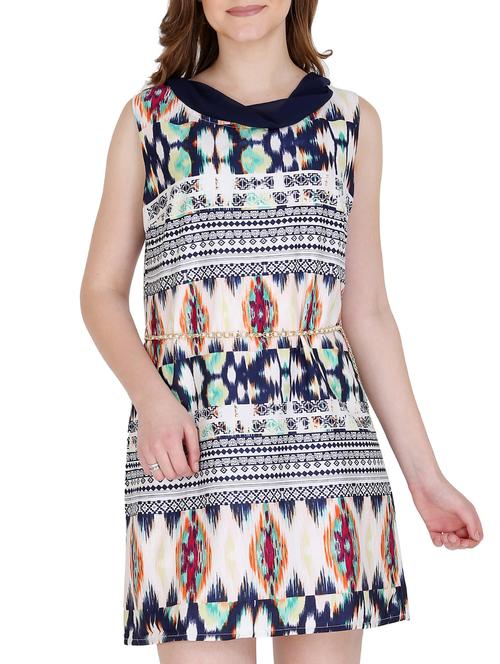 blue printed a-line dress - 15176745 - Standard Image - 1