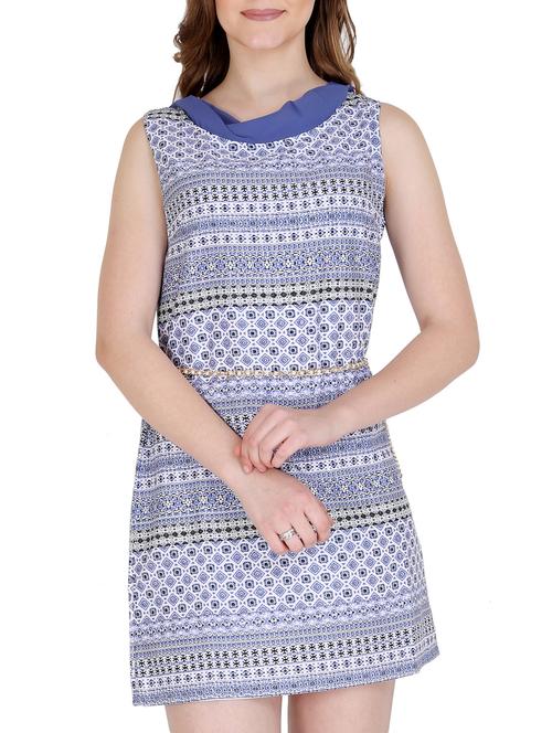 blue printed a-line dress - 15176746 - Standard Image - 1