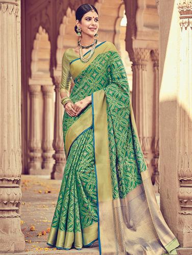 Delicate golden zari woven saree with blouse - 15176763 - Very Small Image - 1