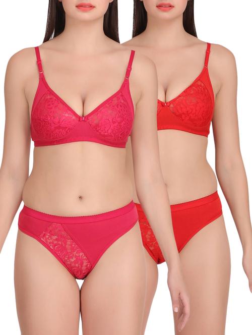 Set of 2 multi colored rayon bras and panty set - 15176844 - Standard Image - 1