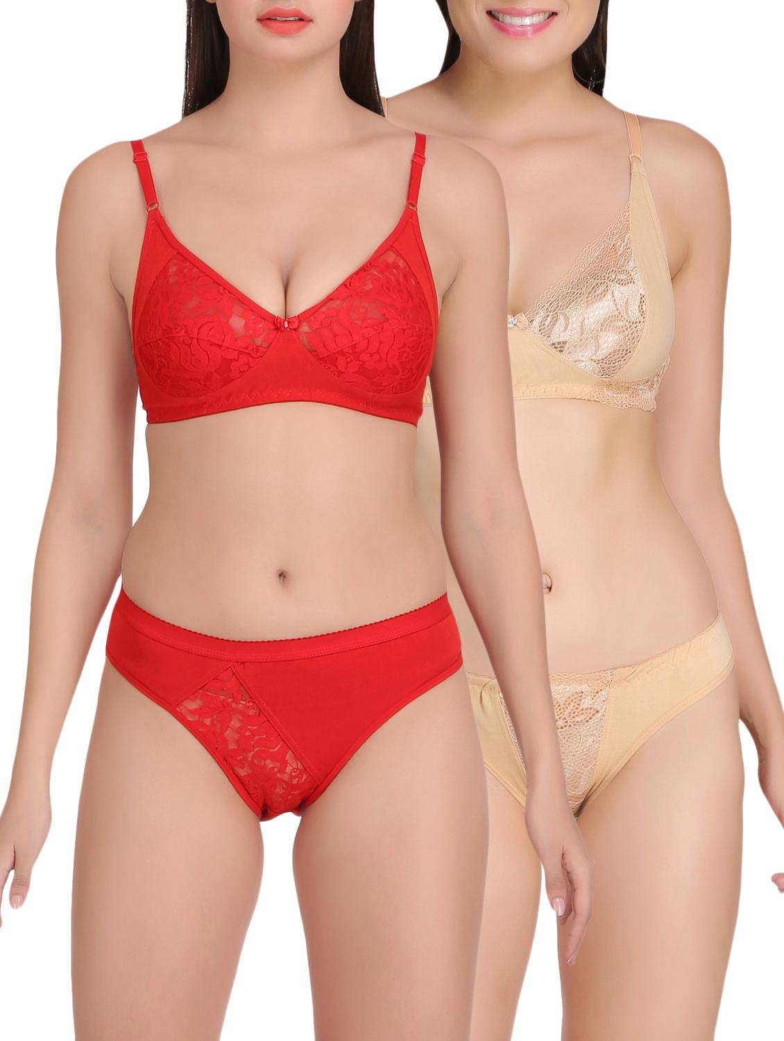 Set of 2 multi colored rayon bras and panty set - 15176849 - Zoom Image - 1