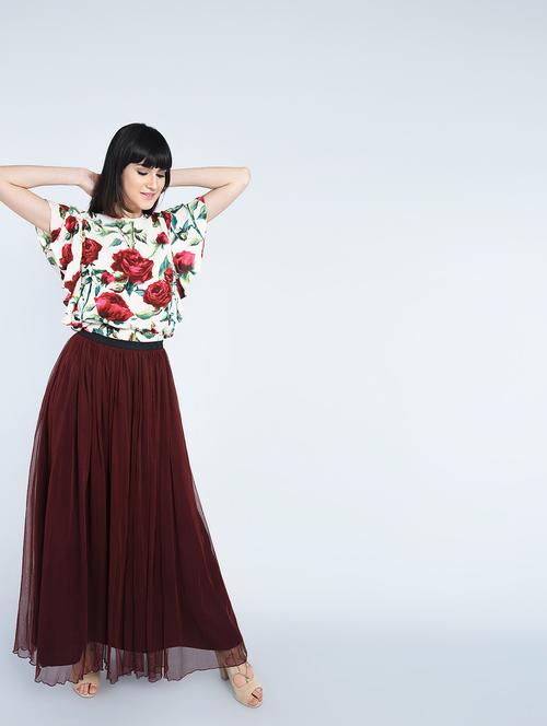 floral printed top & solid skirt set - 15176975 - Very Small Image - 1