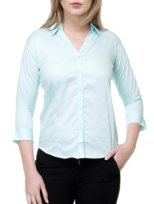 solid green cotton shirt - 15177094 - Standard Image - 1