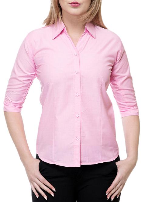 solid pink cotton shirt - 15177095 - Standard Image - 1
