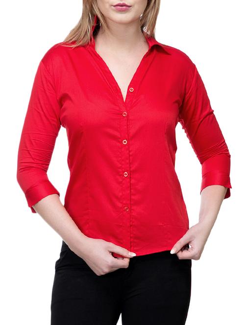 solid red satin shirt - 15177098 - Standard Image - 1