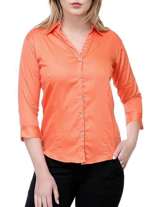 solid orange satin shirt - 15177099 - Standard Image - 1