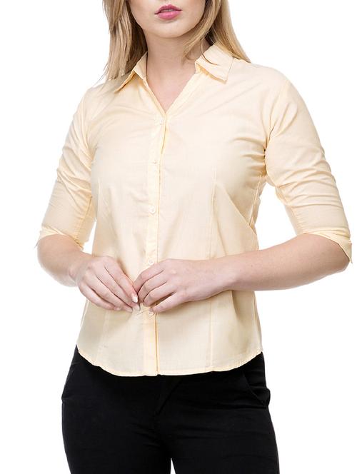 solid beige cotton shirt - 15177109 - Standard Image - 1
