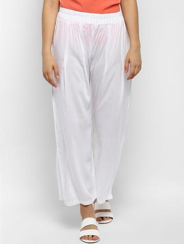 White solid rayon palazzo - 15177114 - Very Small Image - 1